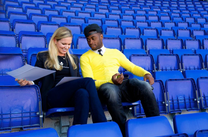 Susan and Alex Song in Camp Nou Bleachers - Swim4Good